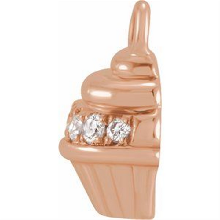 14K Rosé Gold 0.04ctw Cupcake Charm