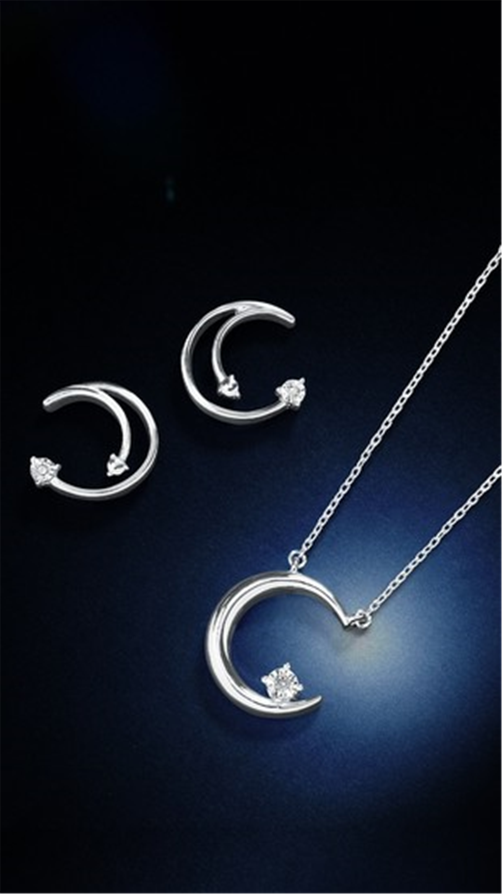 Sterling Silver .01cts Moon and Star Necklace