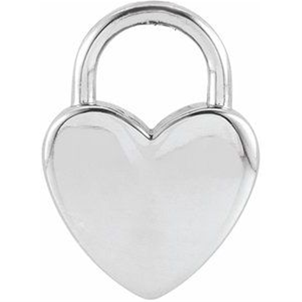 14K White Heart Lock Charm