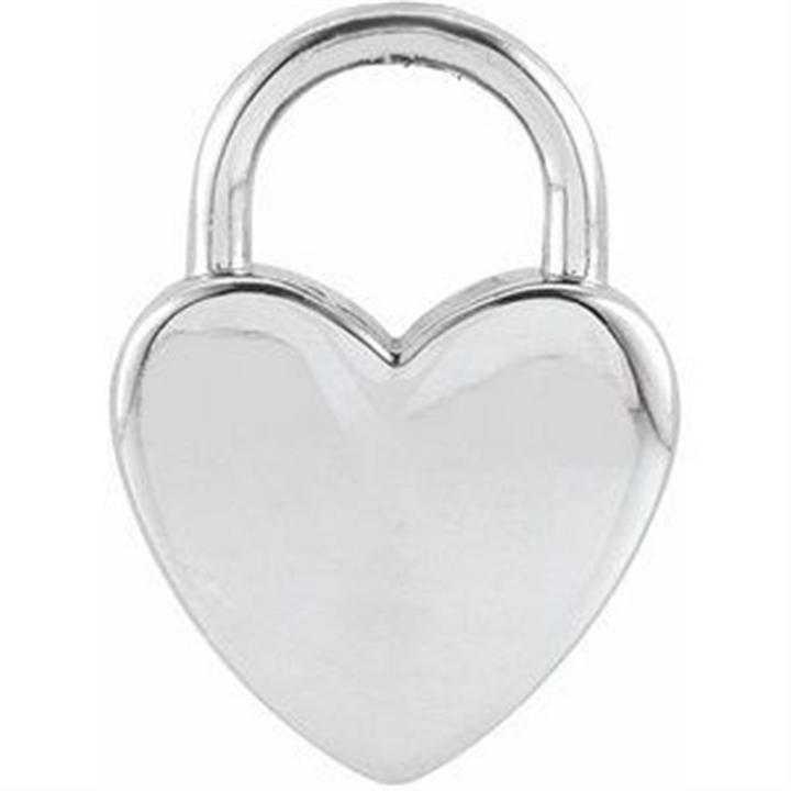 14K White Heart Lock Charm