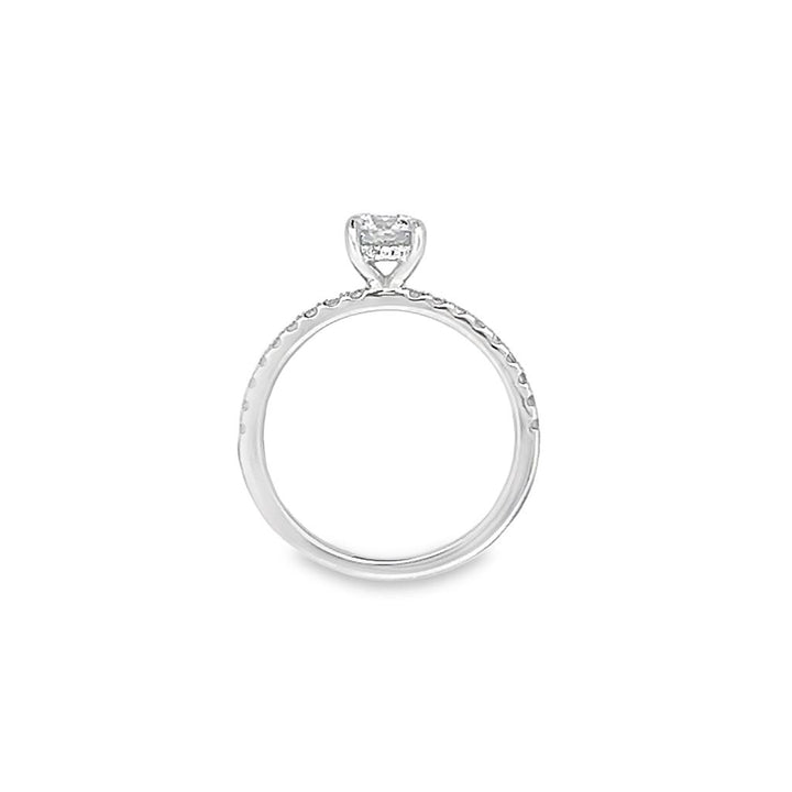 14K White Gold Round 0.91ctw Diamond Engagement Ring