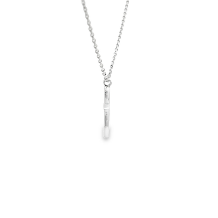 Diamond Cross Pendant Necklace | 14K White Gold | Adjustable 17-18"