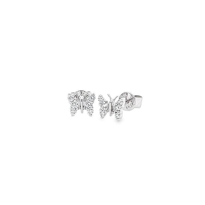 14K White Gold 0.20ctw Diamond Stud Butterfly Earrings