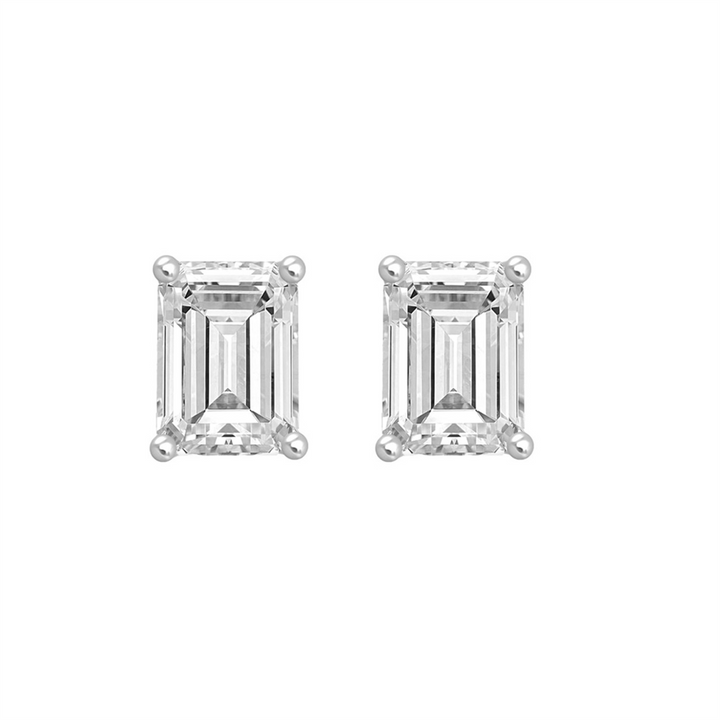 2.50 Carat Lab-Grown Emerald Diamond Stud Earrings | G-H Color VS | 14K White Gold