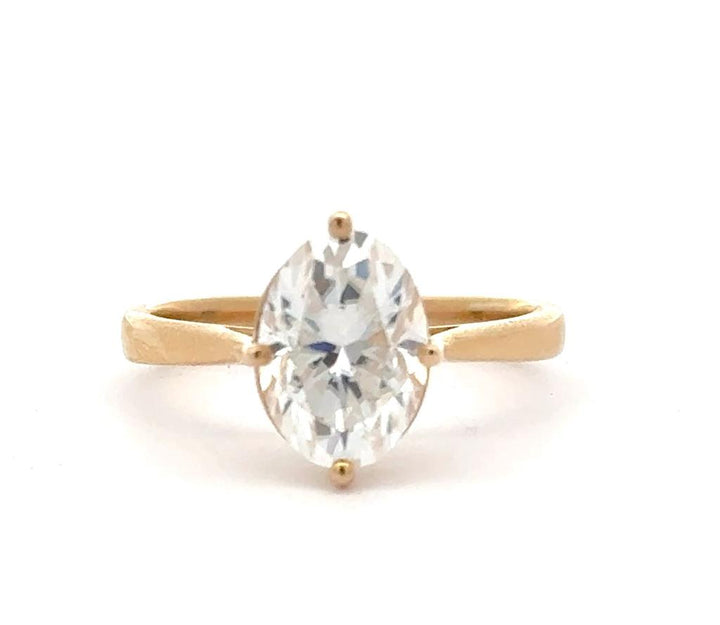 Oval Moissanite Engagement Ring 10 X 7 | 14K Yellow Gold