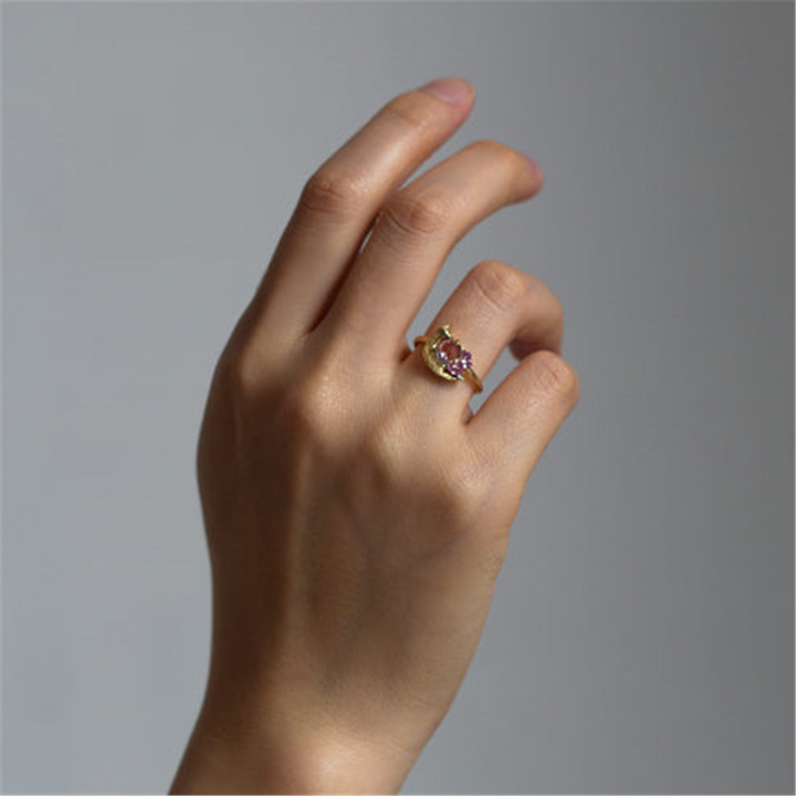 14K Yellow Gold Potter's Pink Rose-Cut 0.80ctw Sapphire Ring