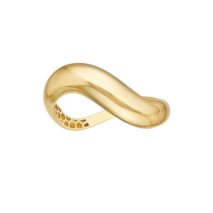 Chunky Gold Swirl Band Ring | Genuine 14k Yellow Gold