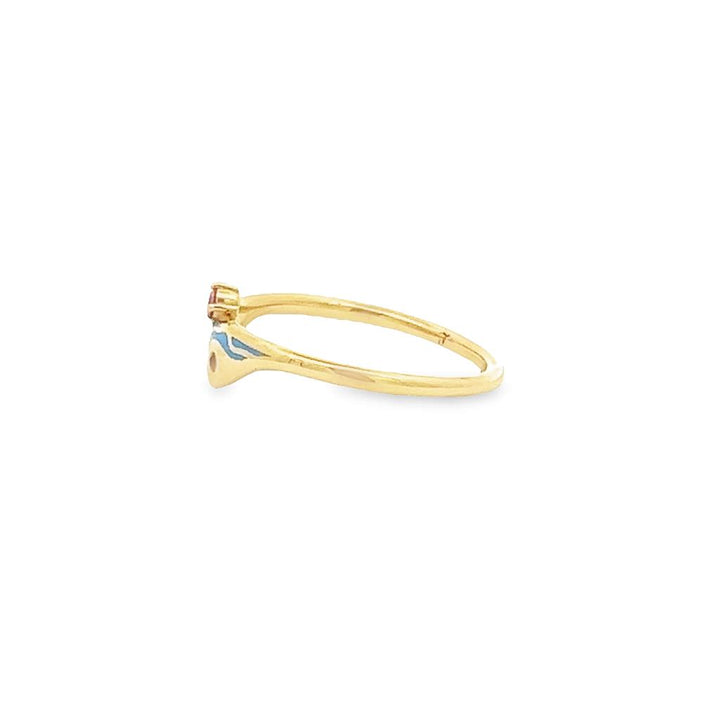 14K Yellow Gold Chimes of Memories #13 Baby Blue Enameled Ring