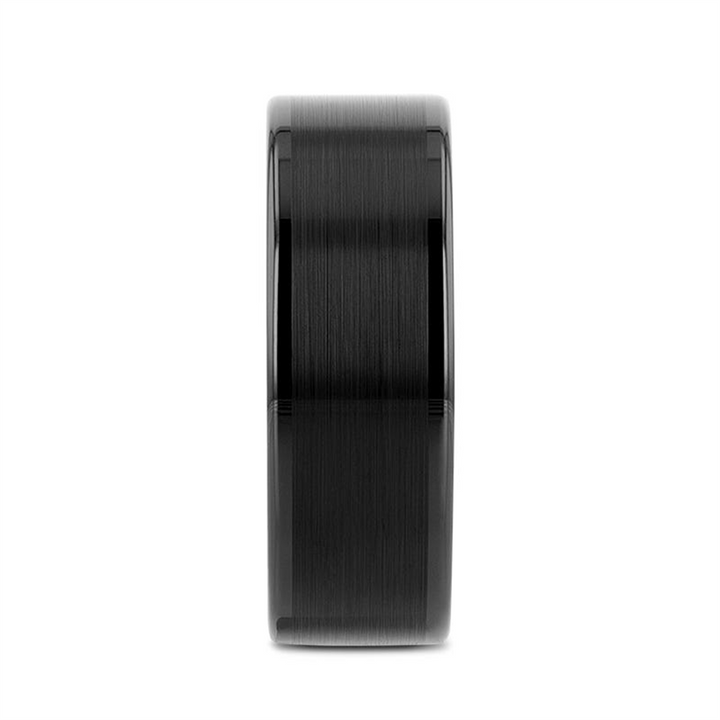 VULCAN Flat Black Tungsten Ring with Brushed Center & Polished Edges - 6mm