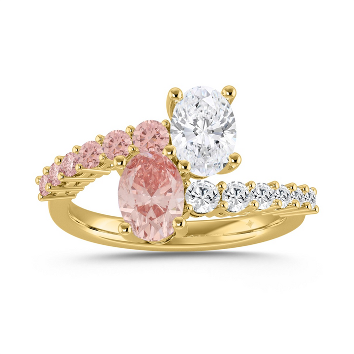 1.5 Carat Two Stone Lab-Grown Pink Diamond Engagement Ring | 14K Yellow Gold | Toi Et Moi Style