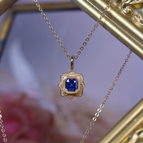 14K Yellow Gold Objet d'Art No.4 Blue Sapphire Pendant