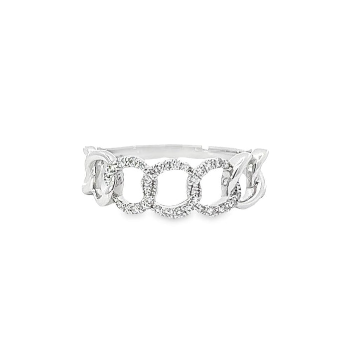 Sterling Silver Round 0.16ctw Diamond Chain Link Ring