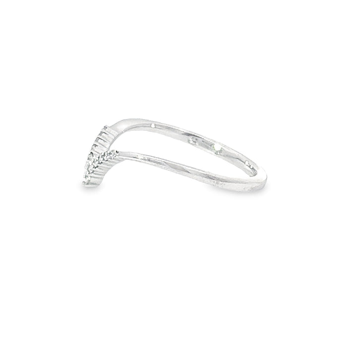 14K White Gold Round 0.12ctw Diamond Chevron Ring
