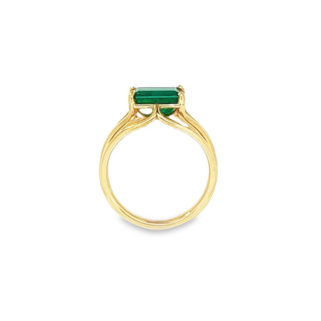 14K Yellow Gold Contemporary 2.01ctw Columbian Emerald Ring
