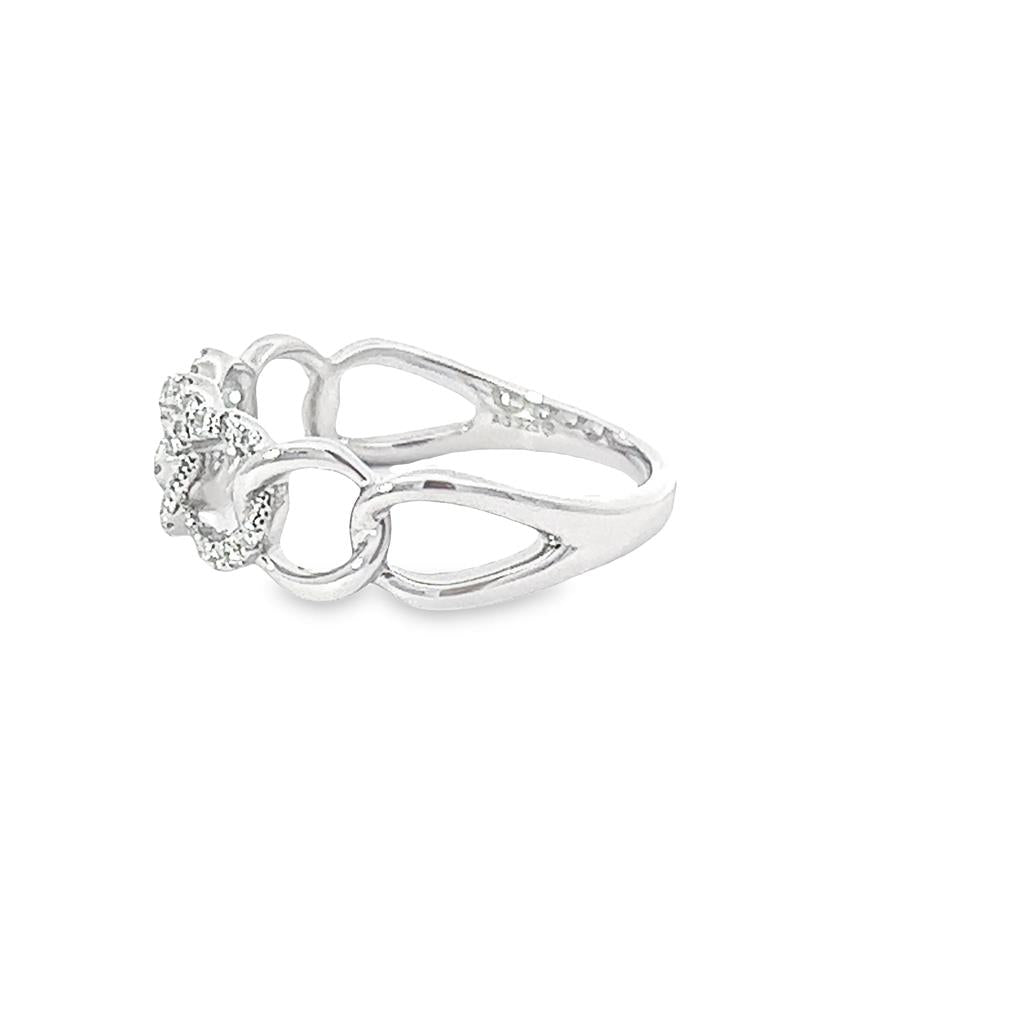 Sterling Silver Round 0.16ctw Diamond Chain Link Ring