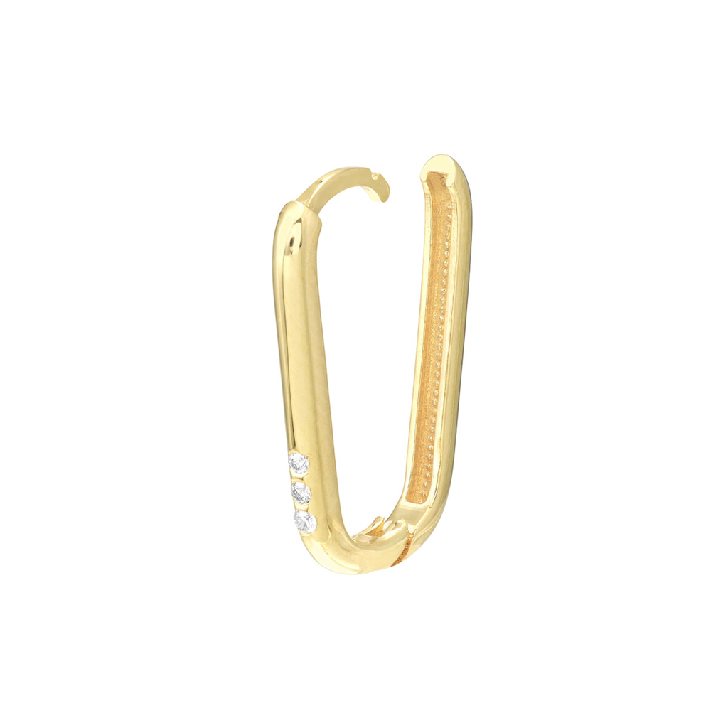 Chunky Gold Diamond Paper Clip Hoop Earrings | 1/20 Carat | Genuine 14K Yellow Gold