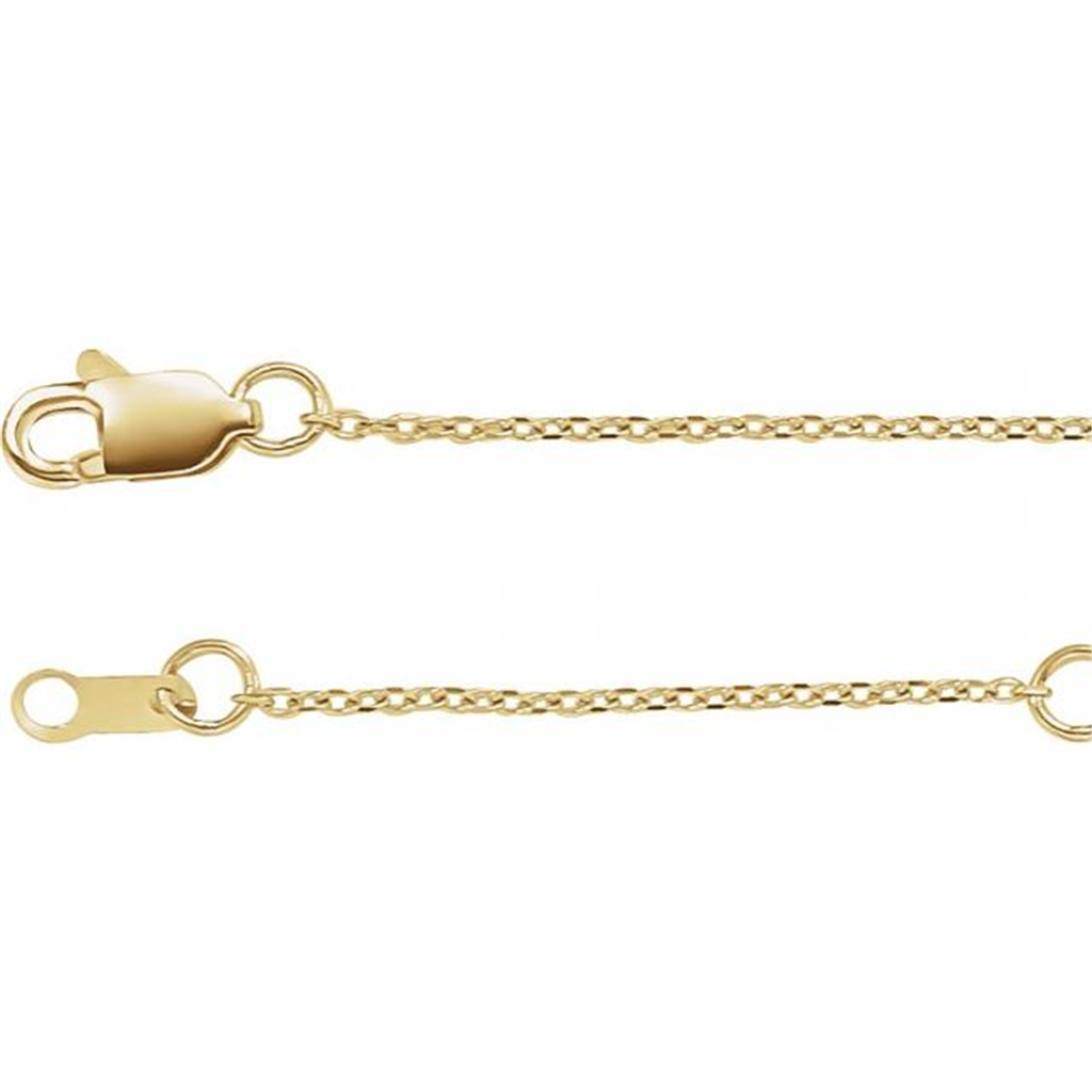 14K Yellow Gold Diamond-Cut 16-18" Cable Link Chain