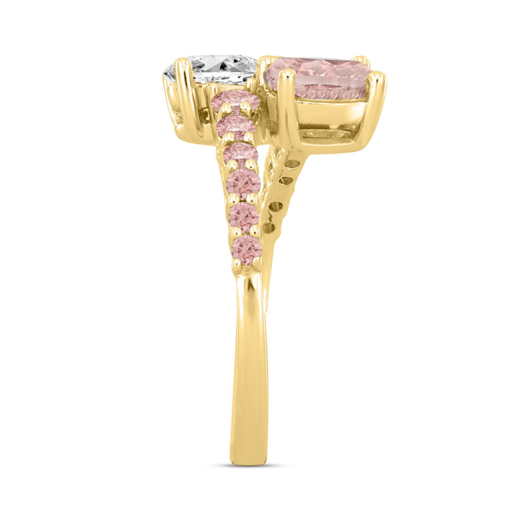 1.5 Carat Two Stone Lab-Grown Pink Diamond Engagement Ring | 14K Yellow Gold | Toi Et Moi Style