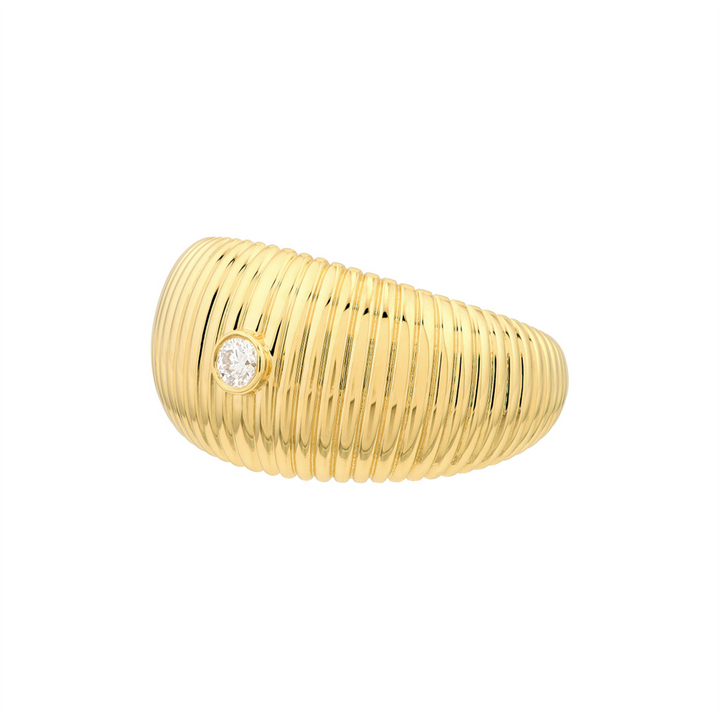 Chunky Gold Diamond Small Shrimp Ring | 1/20 Carat | Genuine 14K Yellow Gold