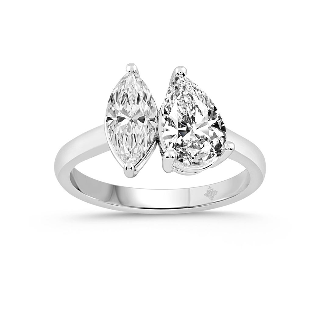 2.5 Carat Two Stone Lab-Grown Diamond Engagement Ring | 14K White Gold | Toi Et Moi Style