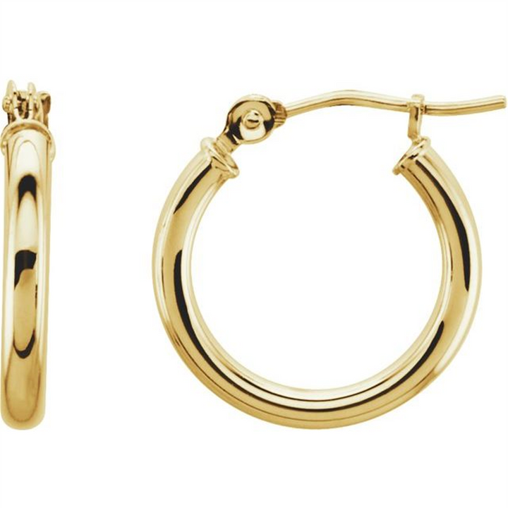 14K Yellow Gold 15mm Hoop Earrings