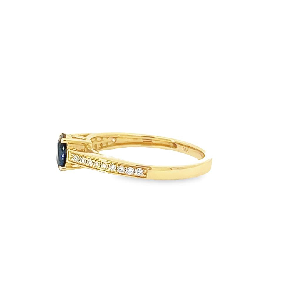 14K Yellow Gold Contemporary Oval 0.46ctw Sapphire Ring