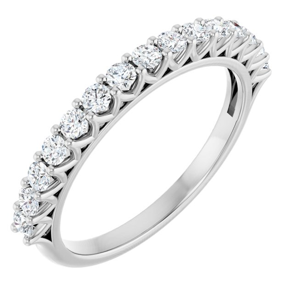 14K White Gold 0.50ctw Bezel-Set Diamond Wedding Band