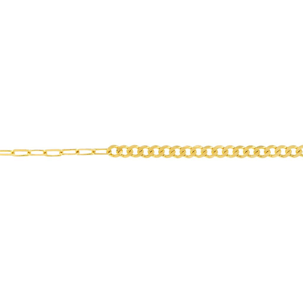 14K Yellow Gold 1.95mm 50/50 Curb + Paperclip Bracelet