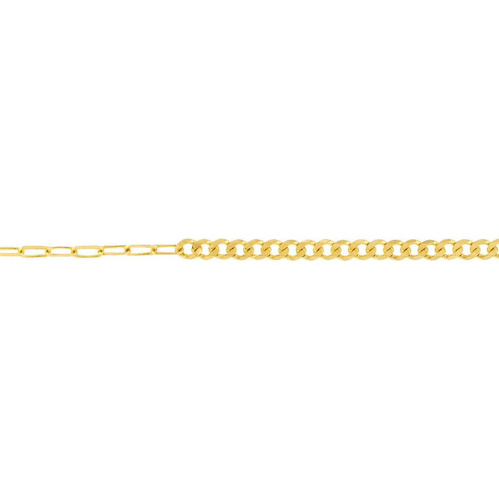 14K Yellow Gold 1.95mm 50/50 Curb + Paperclip Bracelet