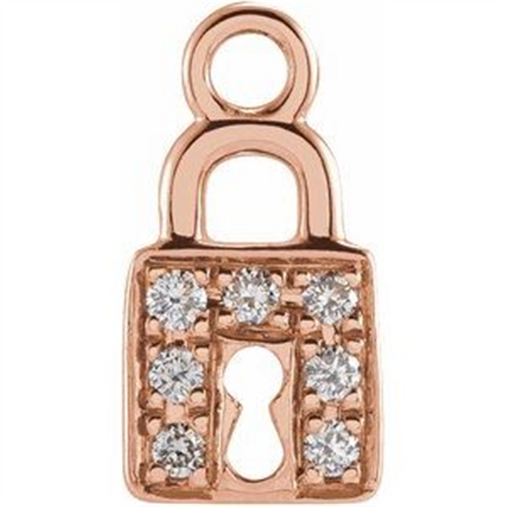 14K Rosé Gold 0.04ctw Diamond Lock Charm