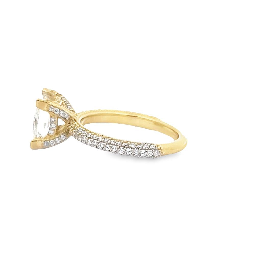 14K Yellow Gold Princess Cut 7.50mm Moissanite Engagement Ring