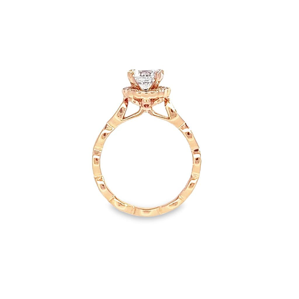 14K Rosé Gold Round 0.22ctw Diamond Halo Engagement Ring