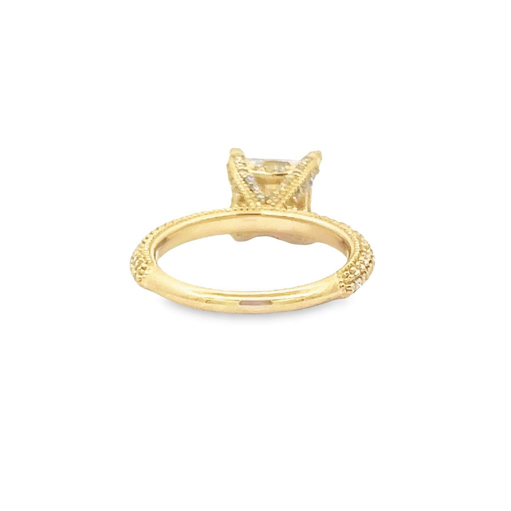 14K Yellow Gold Princess Cut 7.50mm Moissanite Engagement Ring