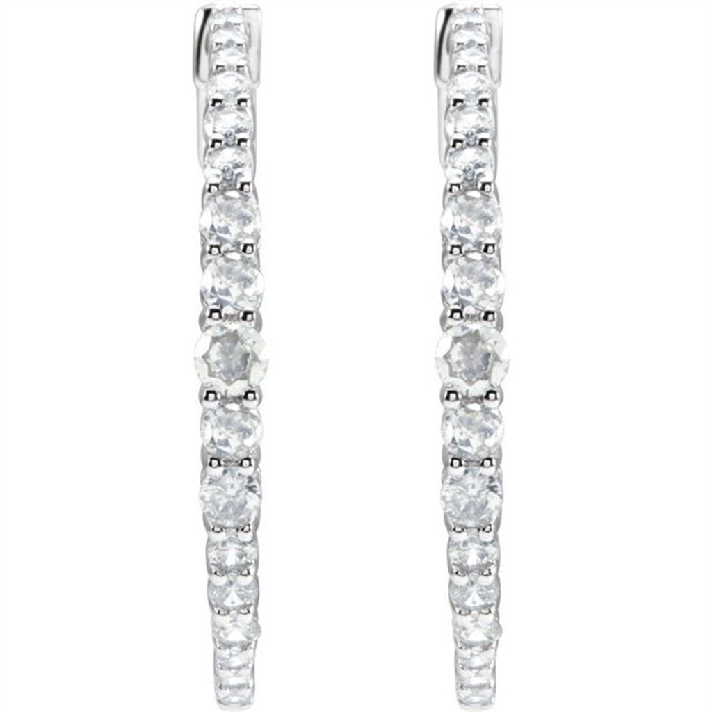 14K White Gold 0.22ctw Lab Grown Diamond Hoop Earrings