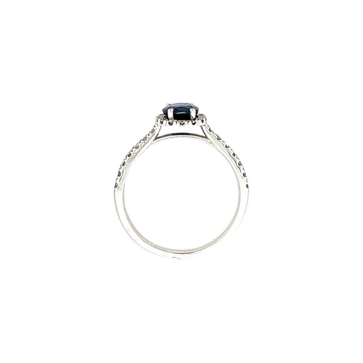 14K White Gold Halo Oval 1.10ctw Sapphire Ring