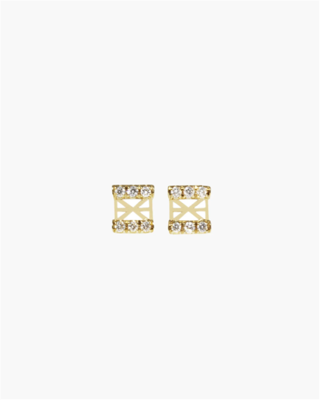 14K Yellow Gold Line Snowflake 0.09ctw Diamond Earrings