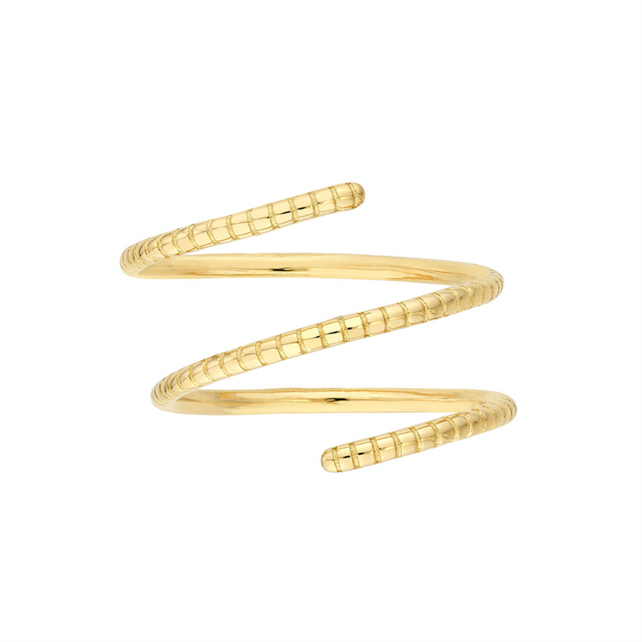 Chunky Gold Ribbed Texture Wrap Ring | 14k Genuine Gold