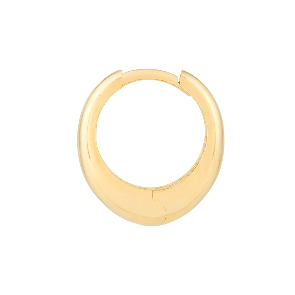 Chunky Gold Oval Shape Huggie Earrings | 14K Genuine Gold