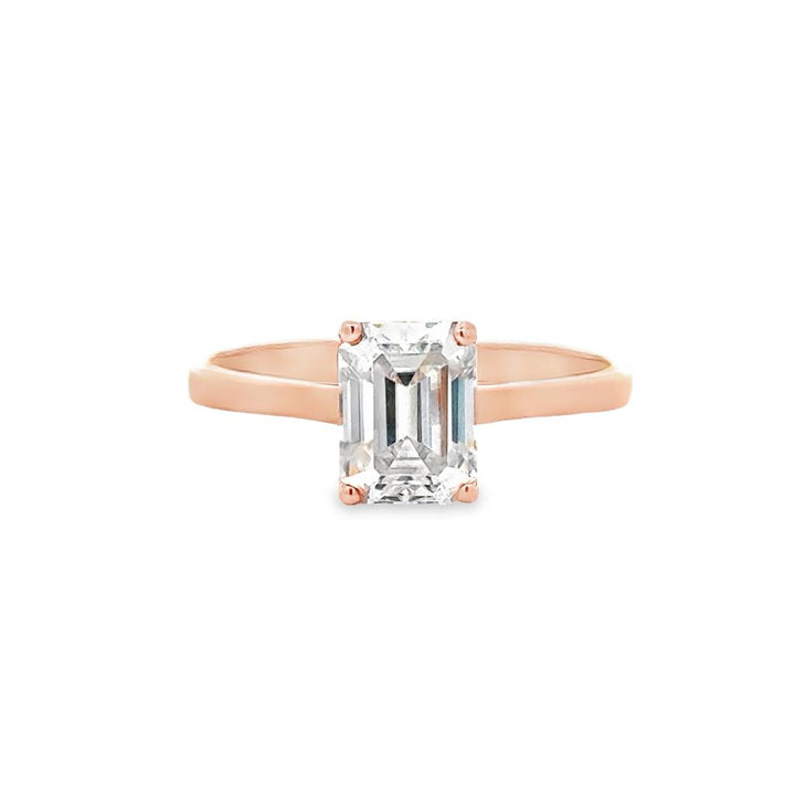 10K Rosé Gold Emerald Cut 8x6mm Moissanite Engagement Ring