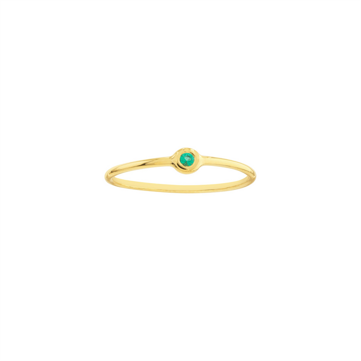 Emerald Bezel Wire Ring | 14K Yellow Gold | Stackable