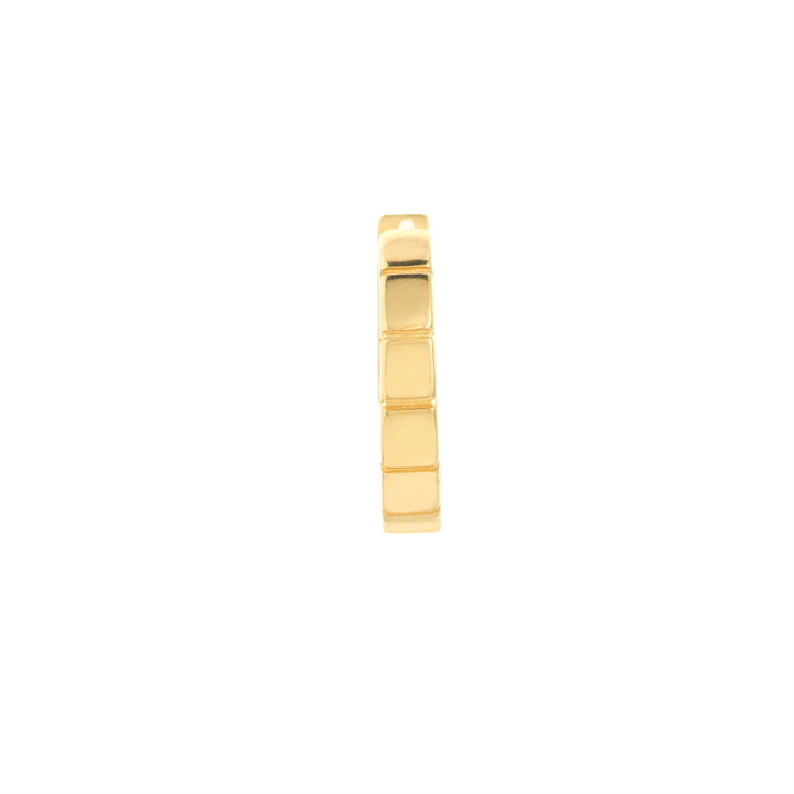 14K Yellow Gold Square Design Huggie Hoop Earrings