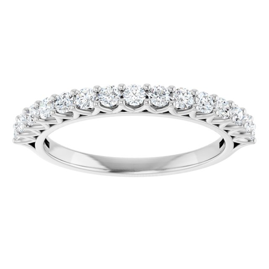 14K White Gold 0.50ctw Bezel-Set Diamond Wedding Band