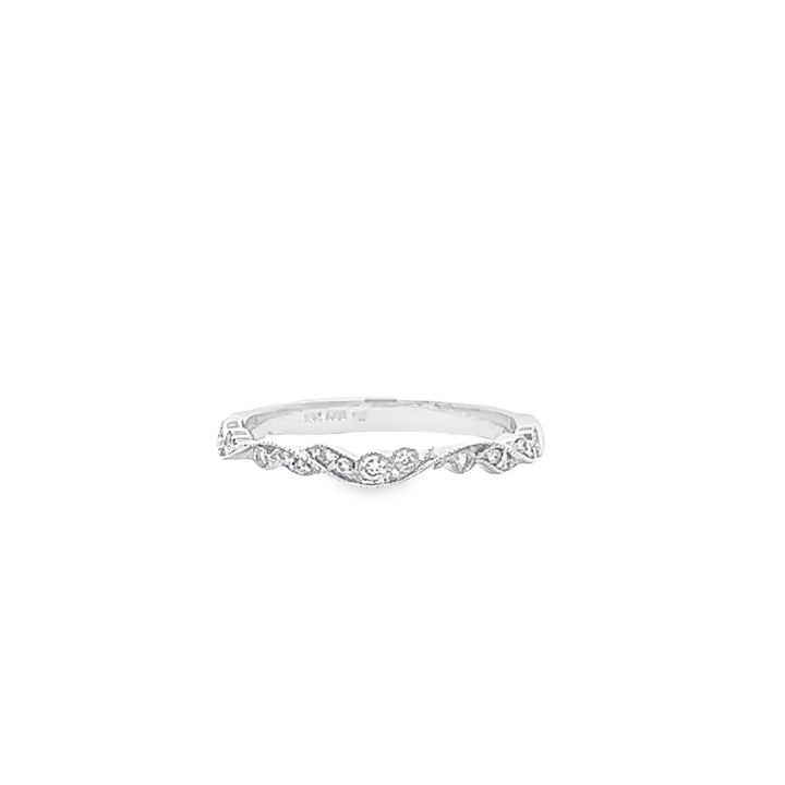 14K White Gold 0.13ctw Vintage Stackable Diamond Wedding Band