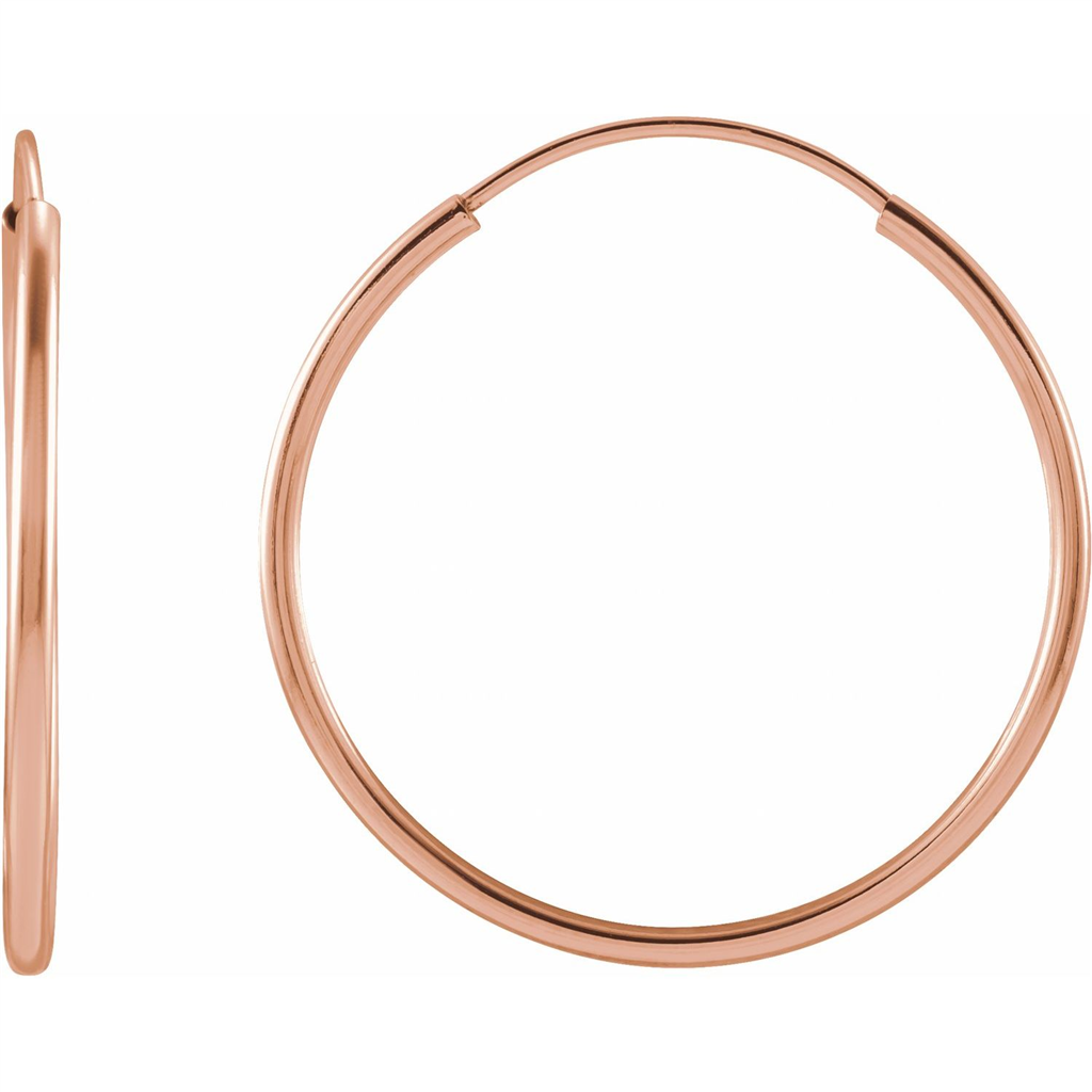 14K Rose Gold Flexible Endless 20 mm Hoop Earrings