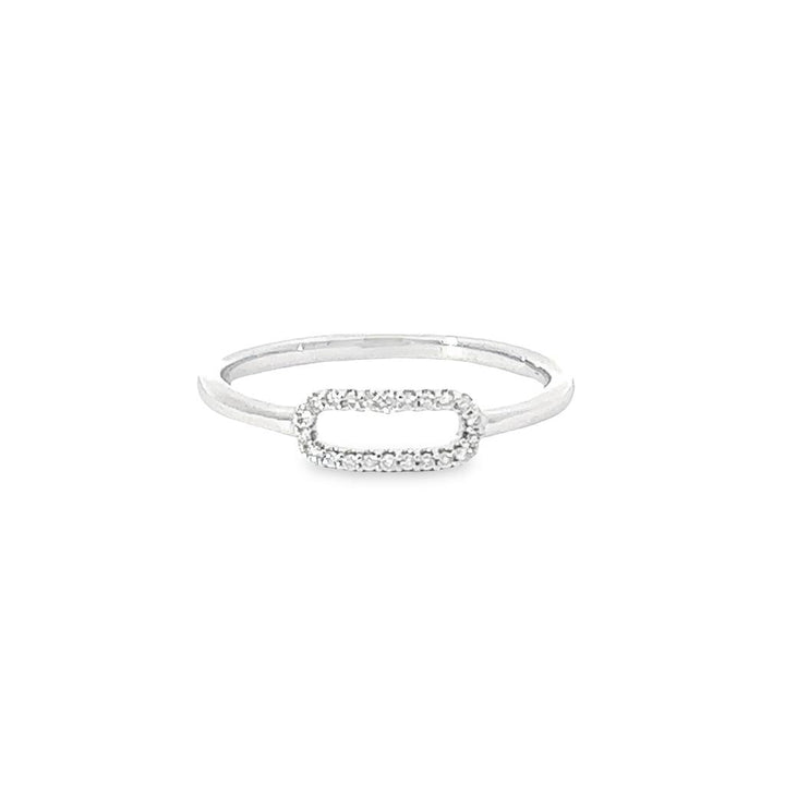 Sterling Silver White Gold 0.07ctw Diamond Link Ring