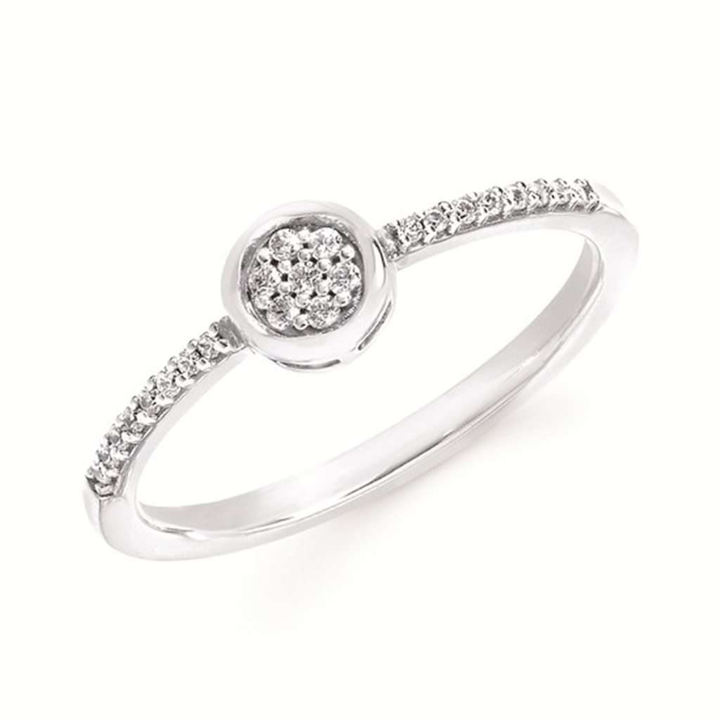 Sterling Silver .10ctw Diamond Cluster Ring