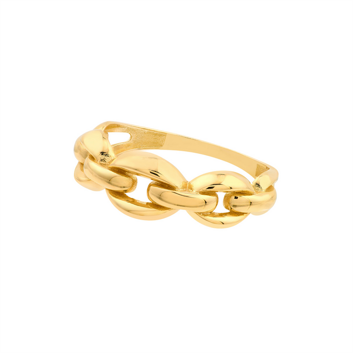 Chunky Gold Chain Link Ring | Genuine 14K Yellow Gold