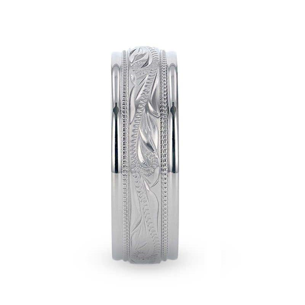 MARINER Titanium Milgrain Engraved Men 's Wedding Ring- 8mm