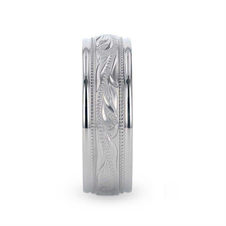 MARINER Titanium Milgrain Engraved Men 's Wedding Ring- 8mm
