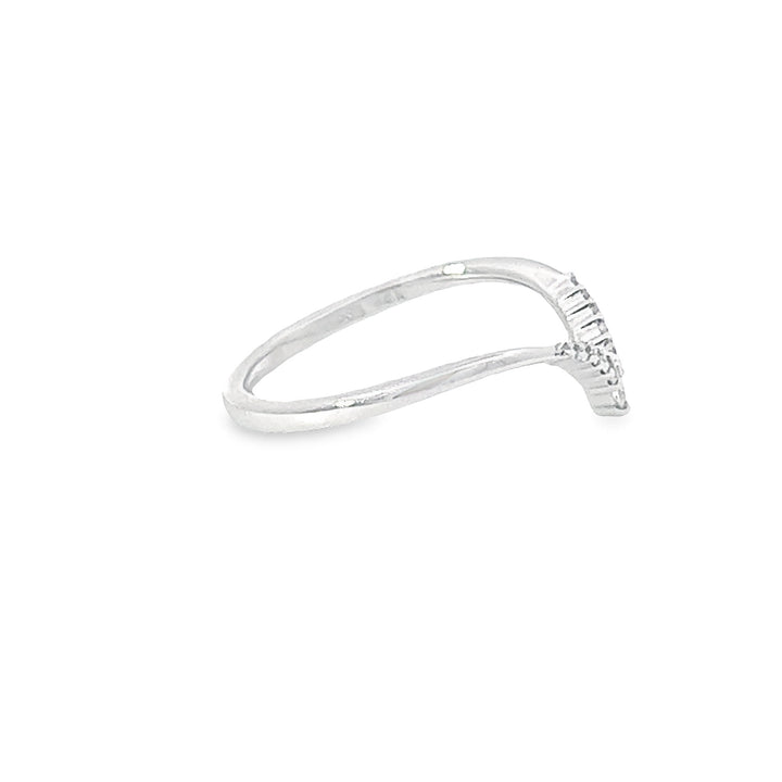 14K White Gold Round 0.12ctw Diamond Chevron Ring